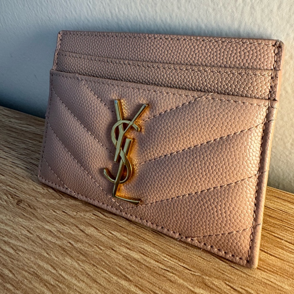 YSL Saint Laurent Cassandre Card Case Holder in Pale Blush | Case grain de Poudr - Picture 11 of 12